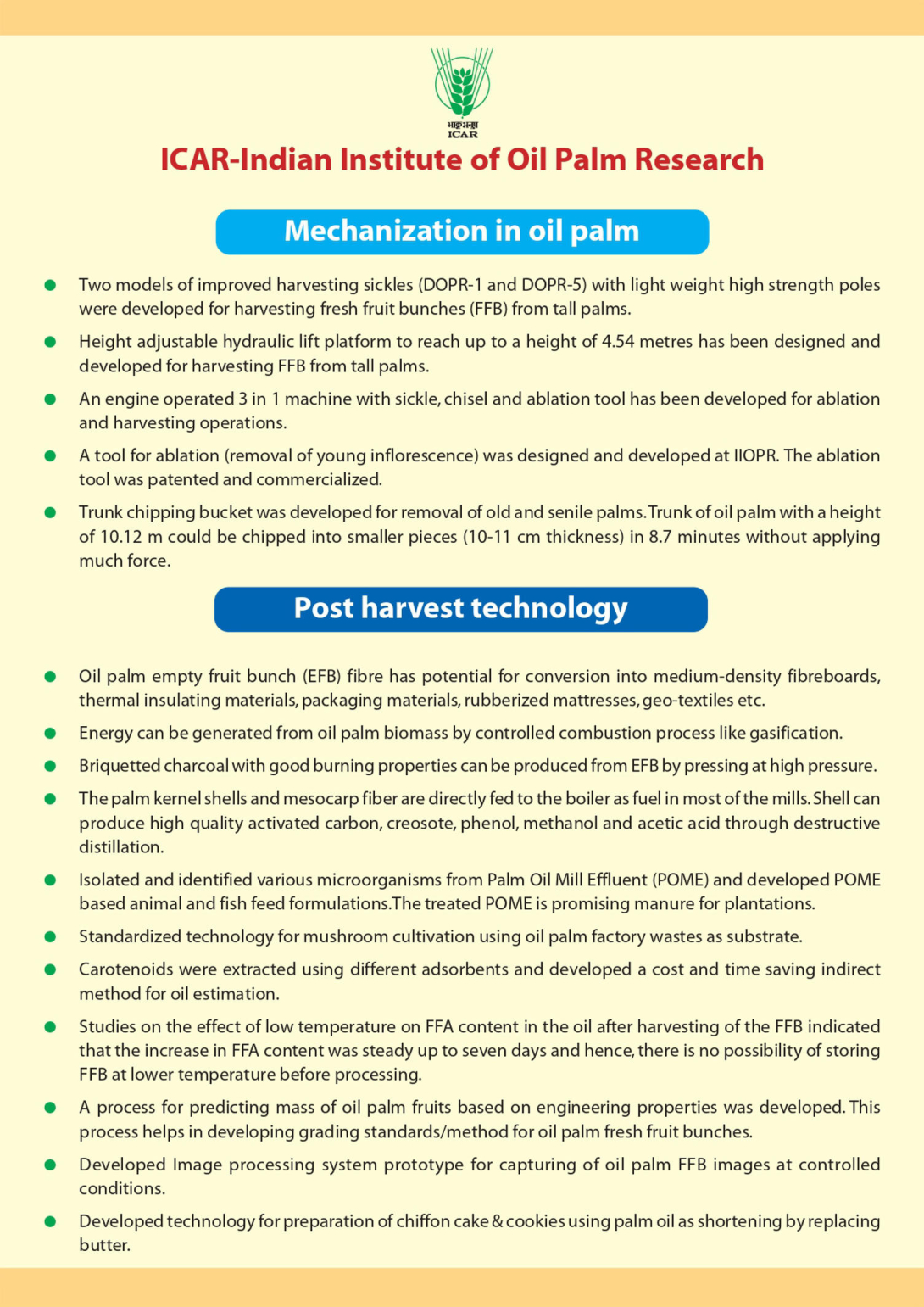  Post harvest technology