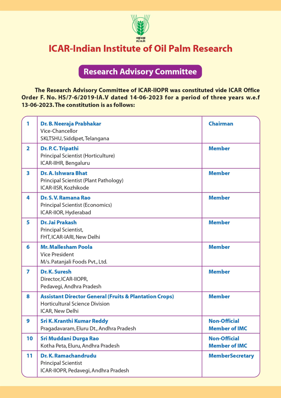Research Advisory Committee (RAC)