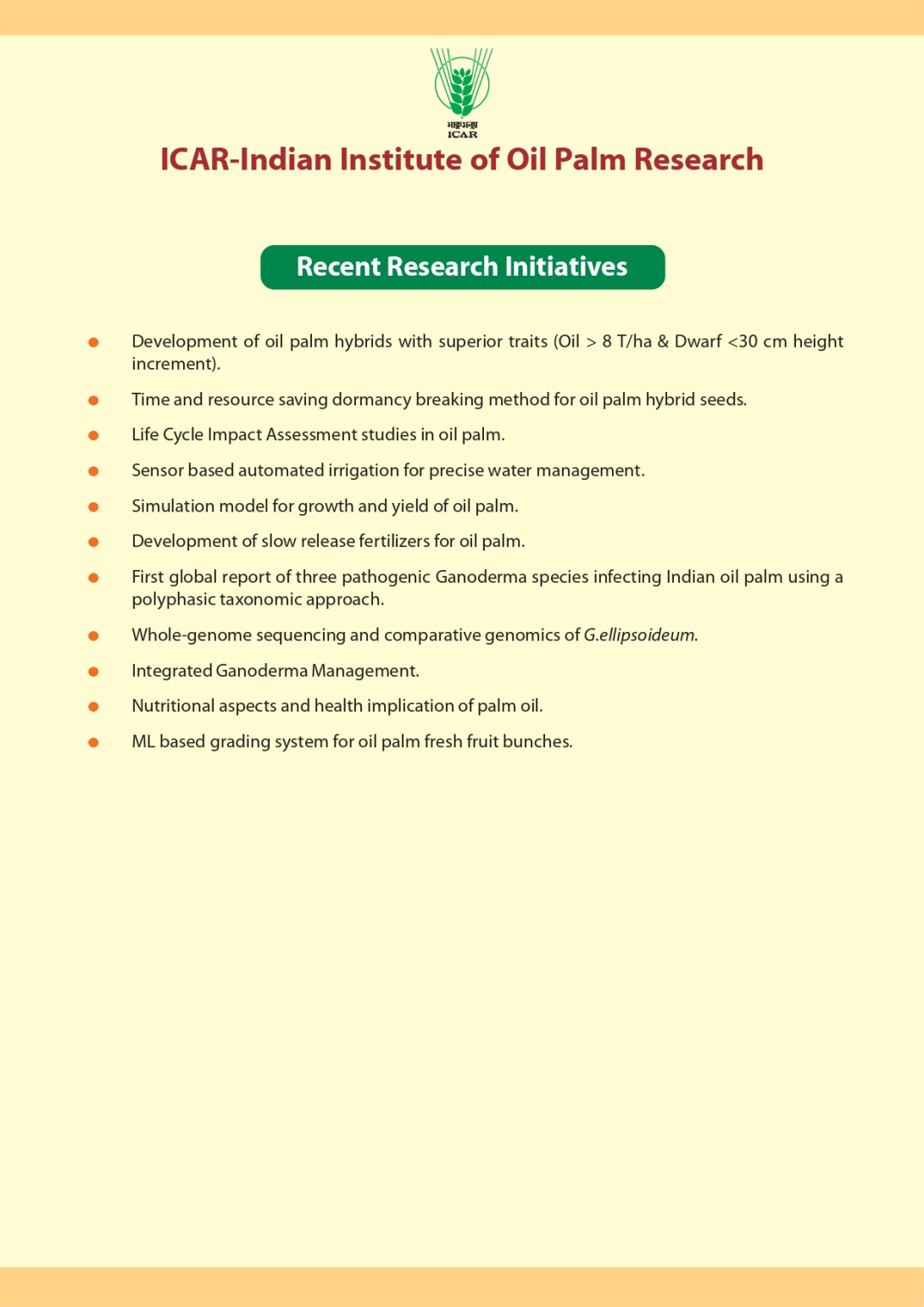 Recent Research Initiatives